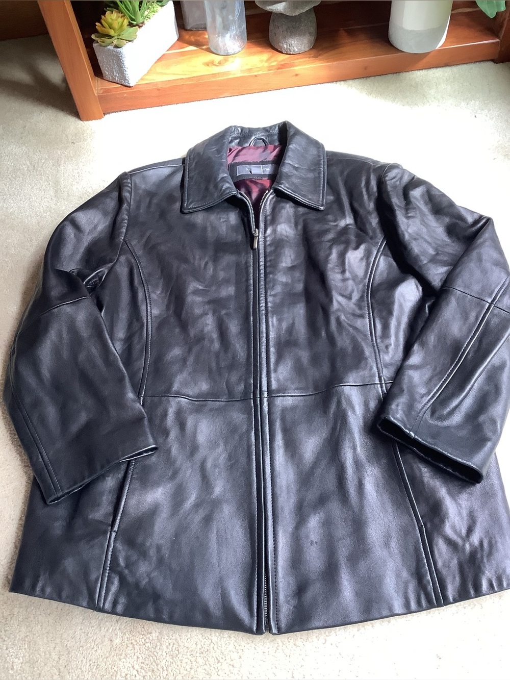 Genuine Leather black Liz Claiborne Jacket.  1X